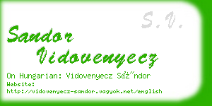 sandor vidovenyecz business card